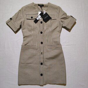 NWT Toccin Short Sleeve Button Front Plaid Mini Dress 4